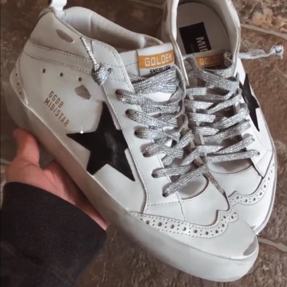 Golden Goose White Silver Mid Star